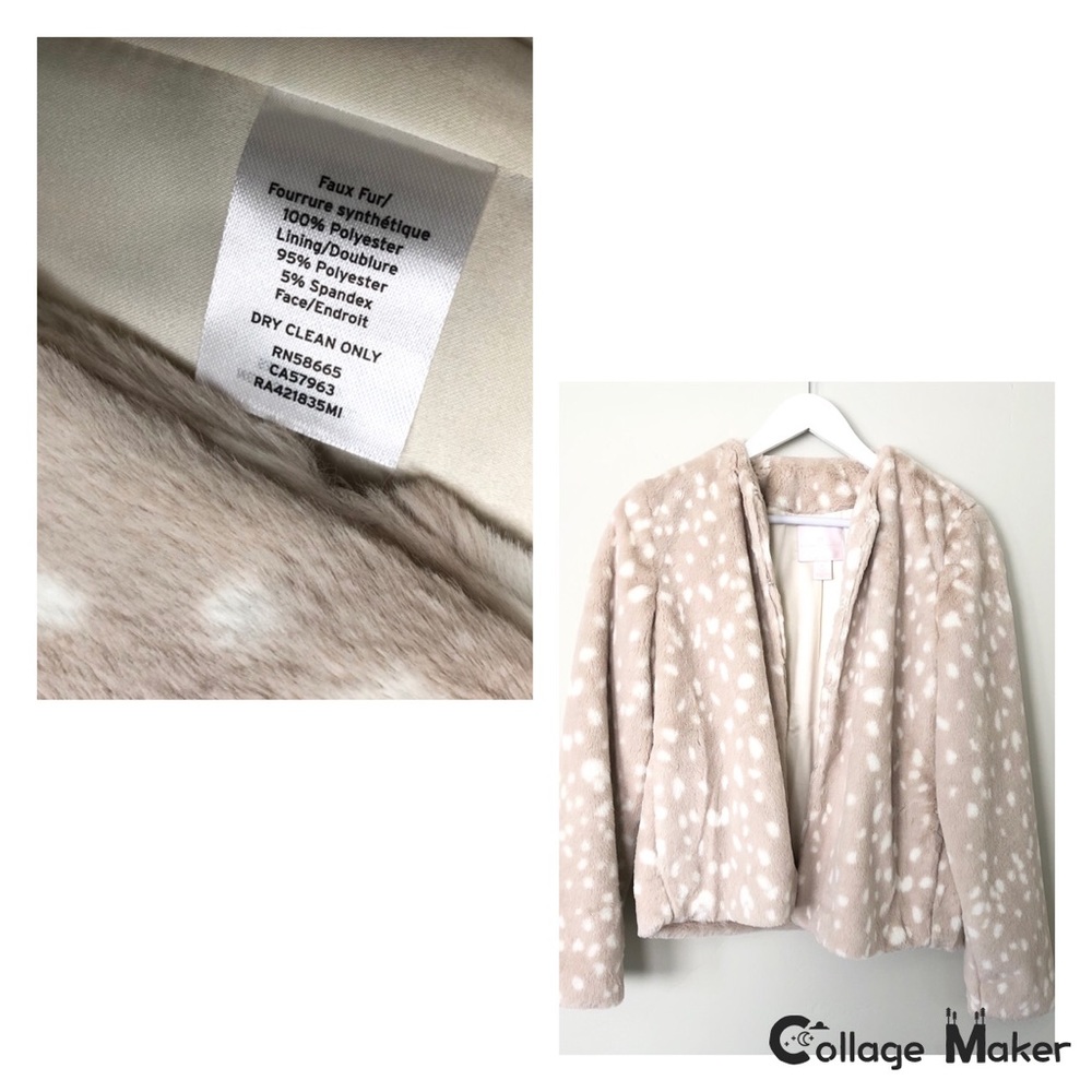 RACHEL PARCELL Animal Print Faux Fur Coat Jacket Cream Tan Sz S - Picture 9 of 13